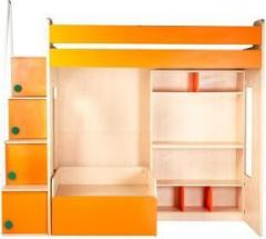 Yipi Flexi Bunk bed with 3feet Sofa cumbed with storage & Study table in Orange by Yipi Engineered Wood Bunk Bed