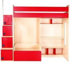 Yipi Flexi Bunk Bed With 3feet Sofa cumbed With Storage & Study Table In Red by Yipi Engineered Wood Bunk Bed