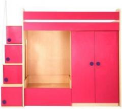 Yipi Flexi Bunk Bed With 3feet Sofa cumbed With Storage & Wardrobe In Pink by Yipi Engineered Wood Bunk Bed