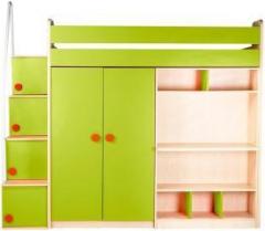 Yipi Flexi Bunk Bed With Upper Bed Wardrobe & Study Table In Green by Yipi Engineered Wood Bunk Bed