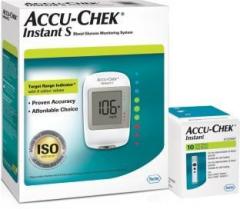ACCU CHEK Instant S Glucometer with Free Test Strips, 10 Count Glucometer
