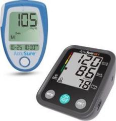 Accusure Blue Glucometer Machine Kit With 25 Test Strips Comes With AS09 Fully Automatic Bp Monitor