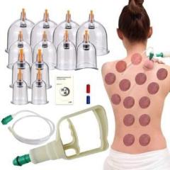 Acupunx Cupping Set with Pump 12 Cups Cupping Therapy Set Vacuum Suction Cups Massager for Cellulite Reduction Back Neck Joint Pain Relief, Chinese Hijama Cupping Set Massager