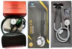 Agarwals Doctor Aneroid Sphygmomanometer Made In Japan Original With Caretouch High Tunable Classic II SS Stethoscope Health Care Appliance Combo