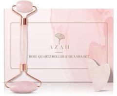 Azah Pink Jade Roller Rose Quartz Face Roller & Gua Sha Set| Massager for Face, Eye, Neck 100% Natural Massager