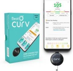 Beato Curv Glucometer Kit with 10 strips Micro USB Glucometer