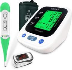 Carent Automatic Blood Pressure Machine BP71 with Pulse Oximeter Flexible Thermometer BP machine for BP Check Bp Monitor