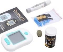 Control D Glucose Blood Sugar Testing Diabetes Monitor with 5 Strips White Glucometer