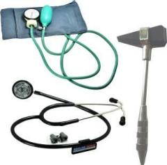 Dishan Doctor Dx Stethoscope Manual Bp machine with Knee Medical Hammer. Medi Line BP Monitor