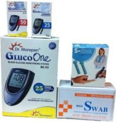 Dr Morepen BG03 With 25+50 Strips Free+100 Lancets+100 Swabs Combo Glucometer