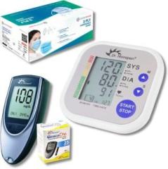 Dr. Morepen Glucometer BG03 with 25Strips | BP monitor BP02 | FREE 3ply mask | Glucometer
