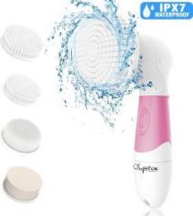 Dr Physio Electric Portable Cleopatra Waterproof Face Cleanser & Body Massager Brush with 4 Various Heads For Exfoliation, Cleansing, Scrubbing & Removing Blackheads Massager