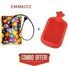 Emmkitz Combo of 1 Ltr Hot Water Bag with Electric Heating Gel Pad and Non Electrical 2 L Hot Water Bag / Hot Rubber Water bottle Heating pad 3 L Hot Water Bag EMM COMBO 2 L Hot Water Bag