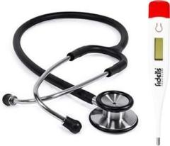 Fidelis Healthcare Combo of Flixed Thermometer & Dual Head Stethoscope for Students and Doctors Acoustic Stethoscope