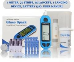 Gluco Spark Sugar test kit| Diabetes checking machine with 75 strips and 25 lancets Glucometer
