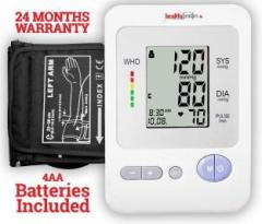 healthgenie upper arm white digital upper arm blood pressure monitor bpm 02 fully automatic | irregular heartbeat detector | batteries included | 2 year warranty bp monitor