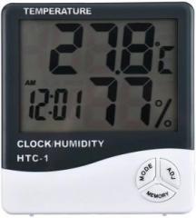 Mcp Healthcare HTC 1 Room Thermometer With Digital Clock Features Electronic Digital Outdoor & indoor Thermometer