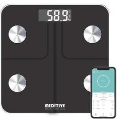 Meditive Bluetooth Digital Personal Smart weighing scale for Body weight, Body fat, Muscle mass, BMI, BMR, etc with Mobile App Weighing Scale