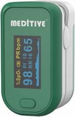 Meditive Fingertip Pulse Oxygen Monitor, Pulse Rate with Respiratory Rate RR and Perfusion Index Pulse Oximeter
