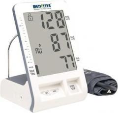 Meditive Fully Automatic Arm type Bluetooth Digital Blood Pressure Monitor with Large Vertical standing LCD Display and Mobile App. Works with USB adaptor or AAA battery Bp Monitor