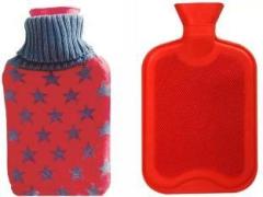 Meditive Rubber Hot water bag/Hot water bottle for Body Pain Relief with Woolen Cloth Cover Pain Relief 2 L Hot Water Bag