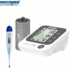 Niscomed Digital Blood pressure monitor large LCD Display with Digital Thermometer PW 215 Oscillometric Method For Most Accurate Measurement Bp Monitor