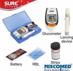 Niscomed Surescreen Glucose Blood Sugar testing Painfree Monitor with 75 Strips Glucometer
