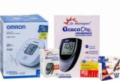 Omron Blood pressure Monitor Dr. Morepen Glucometer and 50 strips, lancets Bp Monitor
