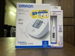 Omron Blood Pressure Monitor HEM 7121J and MT 110 Thermometer combo pack Bp Monitor