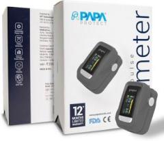 Papa Protect Pulse Oximeter | Fingertip Oxymeter | Blood Oxygen Meter | Sp02 and Pulse Monitor | FDA & CE Approved | Oxymeter Pulse Oximeter