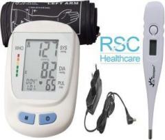 Rsc Healthcare BP 900 With Dr. Morepen Digital Thermometer 09 Fully Automatic BP Monitor with AC/DC Adaptor and Charger & Thermometer Dr. Morepen Bp Monitor