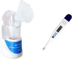 Sahyog Wellness Portable Ultrasonic Nebulizer with Nebulizer Kit Including Adult Mask, Child Mask, Extension tube & 1 Digital Thermometer Nebulizer