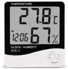 Sellrider Imported Humidity Meter HTC 01SF Clock High Accuracy LCD Display Thermometer Hygrometer Indoor Temperature Humidity Meter Clock Digital Room Wall Thermometer