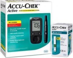 Shop & Shoppee Accu Chek Active Blood sugar Glucose check machine with 10 Test Strips Glucometer