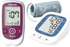 Standard BPCare Plus Automatic Digital Blood Pressure Monitoring Machine & with Mentor Sugar Check Glucometer Bp Monitor