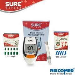 Sure Screen Diabetes Testing Machine With 200 Strips Glucometer
