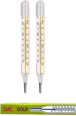 Swadesi By Mcp 2Pcs Oval Thermometer for Fever Test Temperature 94 108 F Mercury Thermometer Glass SMIC Gold Mercury Thermometer For Fever Clinical Thermometer Pack of 2 Thermometer