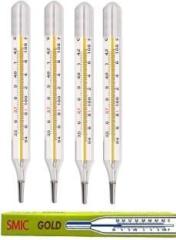 Swadesi By Mcp 4Pcs Oval Thermometer for Fever Test Temperature 94 108 F Mercury Thermometer SMIC Gold Mercury Thermometer For Fever Clinical Thermometer Pack of 4 Thermometer