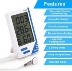 Thermomate digital room thermometer with humidity indicator and clock indoor and outdoor KT 908 Thermometer