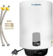 Amplesta 10 Litres Powerflow 10L with connection Pipes and Plug Storage Water Heater (White)