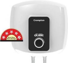 Crompton 15 Litres 15 L (Solarium Qube Storage Water Heater (White, Black), White)