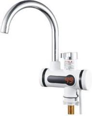 Dev Narayan Marketing 1 Litres water faucet Instant Heater tap for kitchen bathroom Sink Storage Water Heater (made of ABS plastic + refined copper (white), Silver)