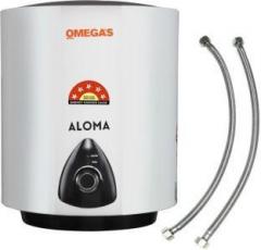 Omega's 10 Litres 10 L Geyser ALOMA Glass Lined (5 Star Rating) Storage Water Heater (White, Black)