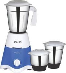 Baltra Maximo 500 Watt Mixer Grinder with 3 Stainless Steel Jars Turquoise Blue & White 500 Mixer Grinder 3 Jars, white and blue