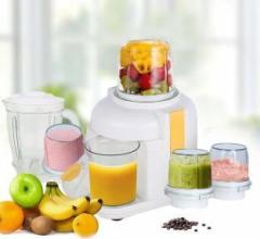 Bms Lifestyle by Bms Lifestyle 4 IN 1 Food Processor Multi Function Juicer 400 Juicer Mixer Grinder 3 Jars, White & Yellow
