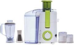 Bms Lifestyle by Bms Lifestyle 500FPN4 Raw Juice Machine 5 IN 1 Food Processor With 3 Jar And Fruit Filter Attachment Free Pulp Juice Extractor . Juicer 500 Juicer Mixer Grinder 3 Jars, White, Green