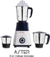 Mccoy Aster 750W Powerful ABS Body SS Jar Astor 750 Mixer Grinder 3 Jars, White, Blue
