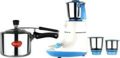 Pigeon Glory Combo 550 W Mixer Grinder with Pressure Cooker 3 Jars, White