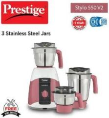 Prestige Stylo 550 V2 Mixer Grinder Multicolour 550 Juicer Mixer Grinder 3 Jars, Red