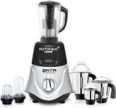 Rotomix 1000 watts Rocket Mixer Grinder with 3 Stainless Steel 2 Bullets and Juicer Jar s Chutney, Liquid, Dry, 2 bullets and Juicer Jar 1000 Mixer Grinder 6 Jars, BLACKSILVER